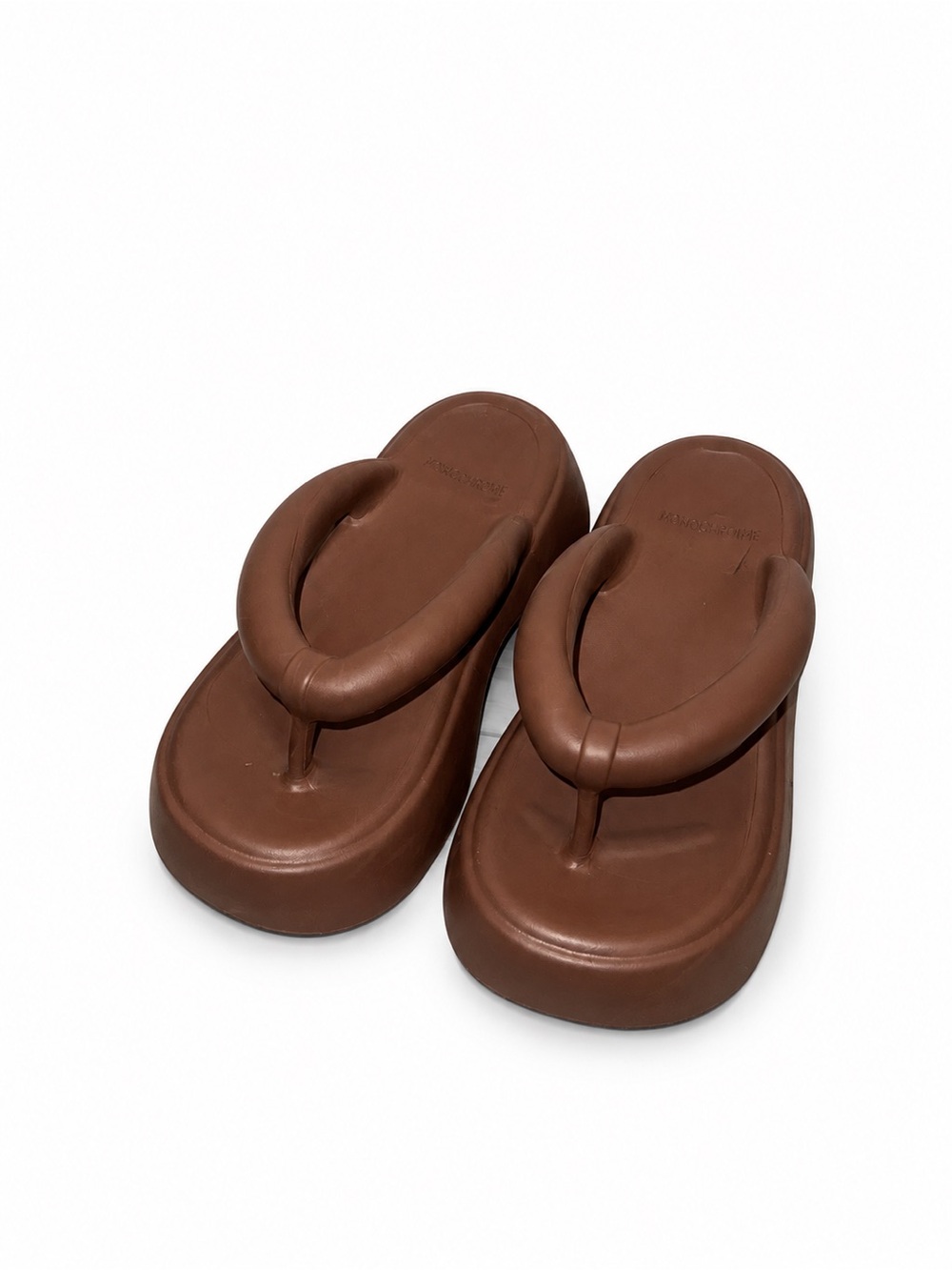 Brown Chunky Platform Thong Sandals